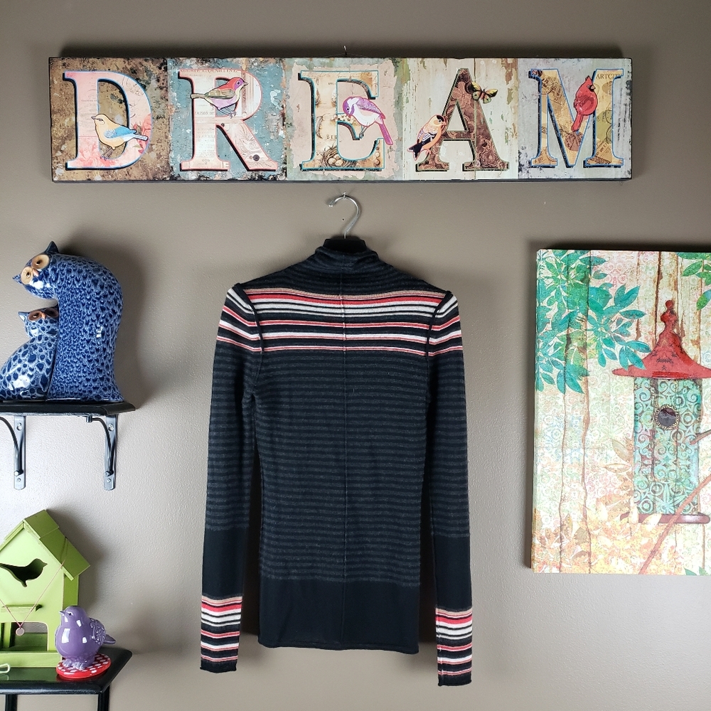Rosae Nicholes Cashmere striped mockneck  sweater small
